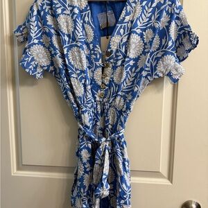 Elan Blue and White Floral Dress